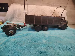 Vintage 1950s Marx Lumar US Army Transport Truck W/Buddy L Cannon - Picture 1 of 11