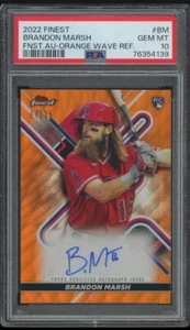 2022 Finest BRANDON MARSH Orange Wave Refractor Rookie RC AUTO /25 PSA 10 Pop 1 - Picture 1 of 4