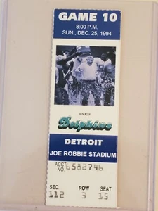 1994 NFL Miami Dolphins Ticket Stub. DEC 25 94 v Detroit Lions 2 ava. Shula #324 - Bild 1 von 15