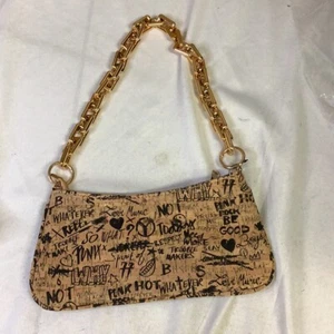 Hello 3 AM Clutch Bag Womens Brown Chain Strap Shoulder  - Picture 1 of 10