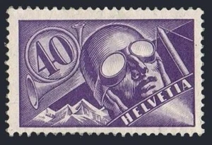 Switzerland C7, hinged. Michel 182. Pilot at controls of an airplane, 1923. - Picture 1 of 1