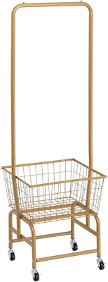Laundry Cart with Clothes Rack, Rolling Laundry Butler with Wire Storage Rack，Go - Image 1 of 4
