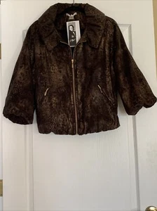 Peter Nygard Zipper Jacke, Gr. 8, mit Reißverschluss Seitentaschen, braun/gold für den Herbst - Bild 1 von 3