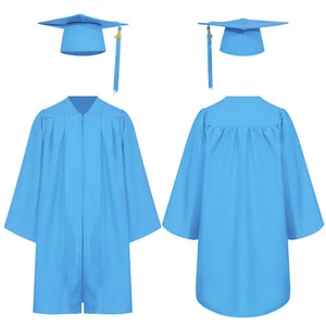 Kids Unisex Graduation Gown Robe Cap Easy Wear Graduation Uniform Set Formal - Picture 1 of 81