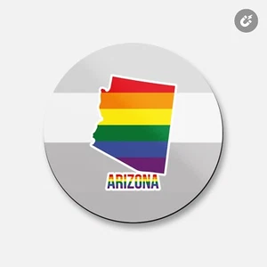Bandera del arco iris LGBT del estado de Arizona | imán decorativo redondo de 4"" X 4 - Imagen 1 de 2