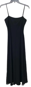 EMPORIO ARMANI Italy Black Bias Cut Crepe Chiffon Midi Maxi Slip-Dress 46IT 10US - Picture 1 of 6