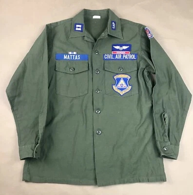 Camisa de fatiga de la Patrulla Aérea Civil de la Autoridad Palestina OG-107 comunicaciones resecas parche CAP Ranger Foto 1 de 4