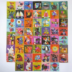 54 SINGLE MEMORY LOTTO GAME CARDS | DIY | Vintage Retro Illustrations 1960s #2 - Picture 1 of 11