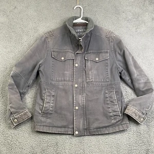 Levi's Men's M Cotton Military Field Barn Jacket Gray Sherpa Collar Chore - Picture 1 of 13