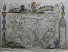 SUFFOLK - Antique Hand Coloured County Map by Thomas Moule, c1840