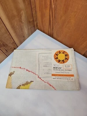 Vintage Bernat Latch Hook Rug No Frame Pattern Sunburst 3309 NEW RARE - Image 1 of 2