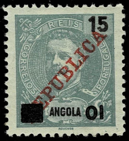 ANGOLA 1914 INVERTED 10  █ / 15r Green  REPUBLICA XF OG [CE115v, Sct#115v] Cover