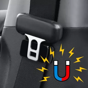 Black Magnetic Car Seat Belt Holder Stabilizer Fastener Car Interior Accessories - Foto 1 di 12