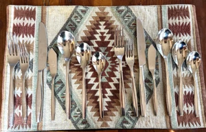 Two (2) Nambe Aidan 7-Piece Place Settings with 2 Forks, 2 Knives, 3 Spoons Each - Picture 1 of 3