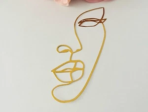 Line Art Lady Mirror Cardstock Cake Charm, Line Are Face Silhouette Cake Decor - Picture 1 of 3