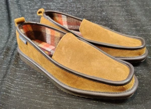 LB EVANS Vernan Moc Toe Slipper House Shoe Mens Size 9.5 M Suede Leather Trim - Picture 1 of 7
