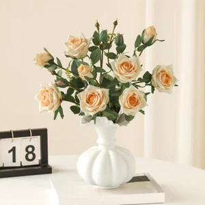 Flower VaseMatte White Pumpkin Ceramic Vase Ceramic Vase for DecorContainer f... - Picture 1 of 6