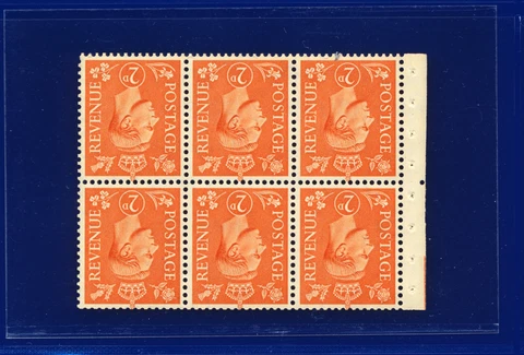 1942 SG488ew 2d Pale Orange (Wmk Inv) Booklet Pane of 6 Perf Ie MNH Cat £60 pcwa Cover