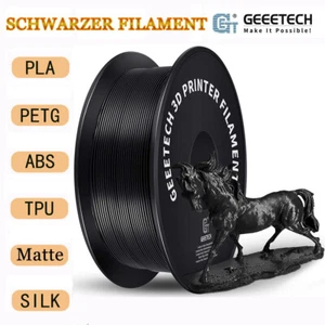 Geeetech Filament do drukarki 3D 1KG 1,75 mm PLA / ABS / PETG / TPU / jedwab / mat czarny - Zdjęcie 1 z 17