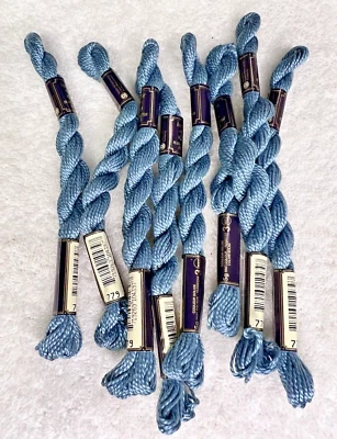 8 MINT Anchor Perle Pearl Cotton #779 Med Blue Embroidery Floss Vintage Skein - Image 1 of 3