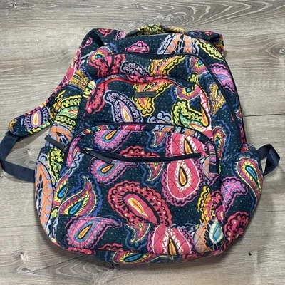 Vera Bradley Mochila Mujer Multicolor Paisley Acolchada Laptop Bolso Escolar Foto 1 de 4