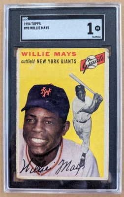 1954 Topps #90 Willie Mays - SGC 1 Poor - Image 1 of 2