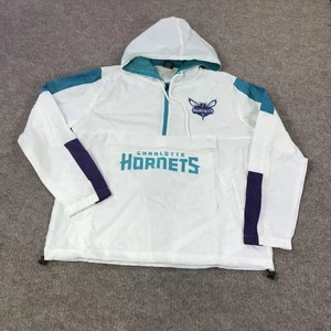 Charlotte Hornets Jacket Mens Small White NBA Basketball Hooded Windbreaker - Picture 1 of 14