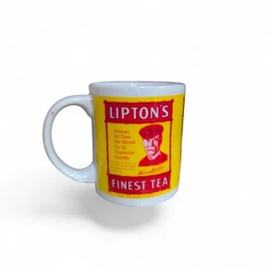 Taza de té de café vintage con logotipo de té Lipton 8 oz blanca y amarilla - Imagen 1 de 4