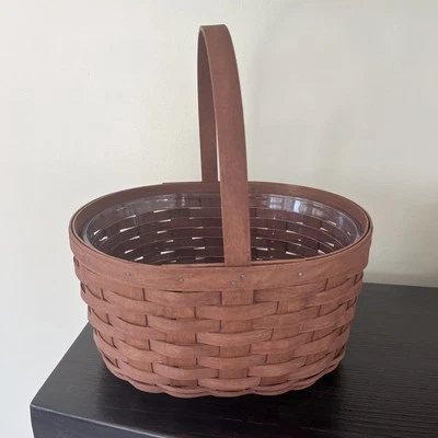2008 Longaberger Rich Brown Oval Spring Basket With Hard Protector - Image 1 of 4