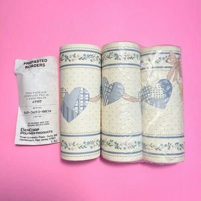 Country Hearts Prepasted Wallpaper Border 3x 5 Yard Rolls Vintage Cottagecore - Image 1 of 4