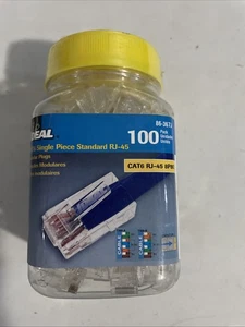 IDEAL CAT6 SINGLE PIECE STANDARD RJ-45 MODULAR PLUGS 100 NEW FACTORY SEALED - Picture 1 of 4