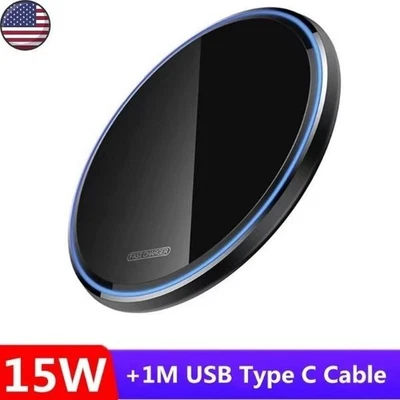 15W Max Wireless Fast Charger Charging Pad for Samsung Phone Buds iPhone AirPods - Image 1 of 4