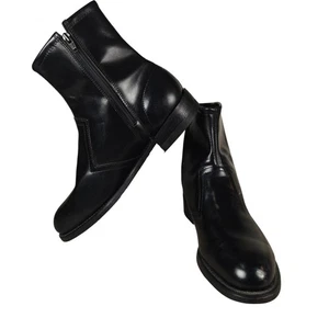 Vintage Knapp Men's Black Leather Ankle Zipper Chelsea Boots Size 11 USA - Picture 1 of 12