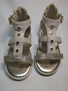 Michael Kors Girls Strappy Sandals Size 8 White Gold - Picture 1 of 10