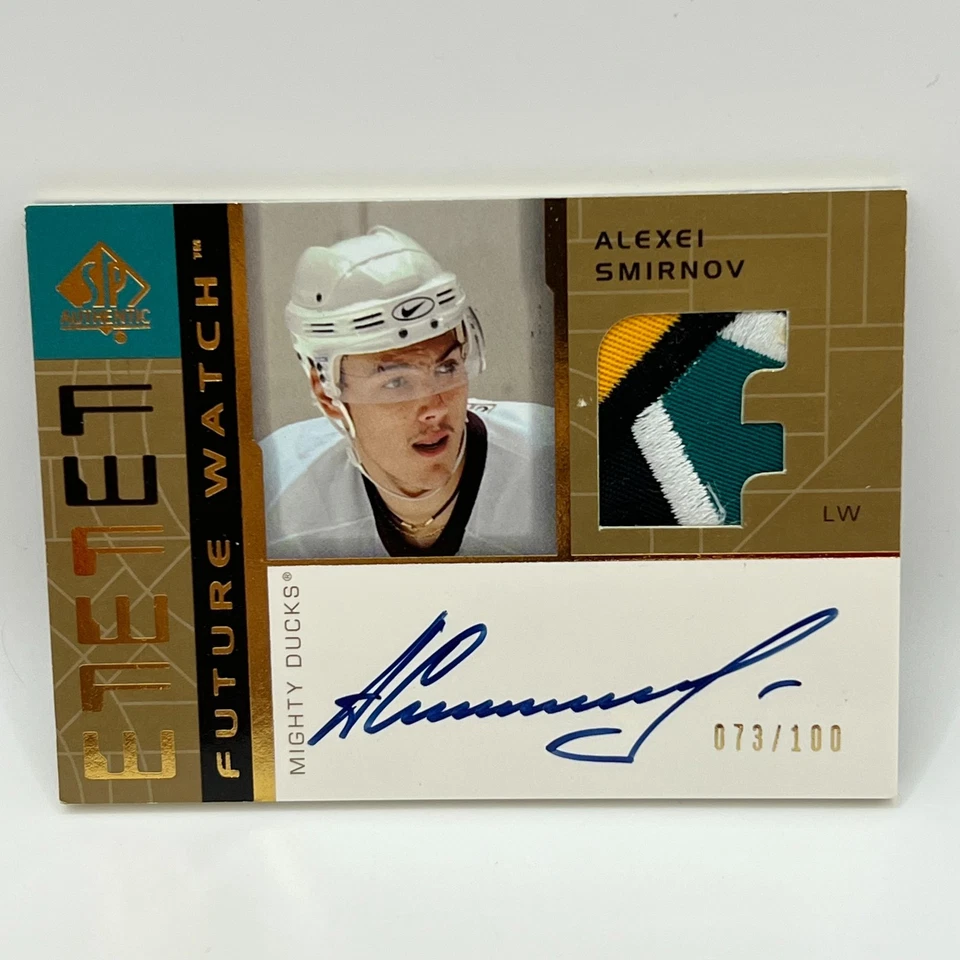 2002-03 SP Authentic Future Watch Auto Jersey Patch Alexei Smirnov #SM /100 - Image 1 of 2