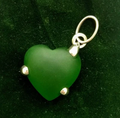 Pomellato pendente Cuore argento 925 E Vetro Verde. Vintage. - Immagine 1 di 3