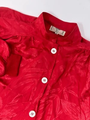 Blusa Vintage Valentino Talla 46(12) Roja Estampado Floral 100% Seda Italia ¡¡Rara!! S4 Foto 1 de 4