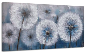 Dandelion Painting Wall Art Canvas Print Picture for Living Room Large White ... - Picture 1 of 8