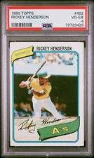 Rickey Henderson 1980 Topps Oakland Athletics Rookie Card RC #482 PSA 4