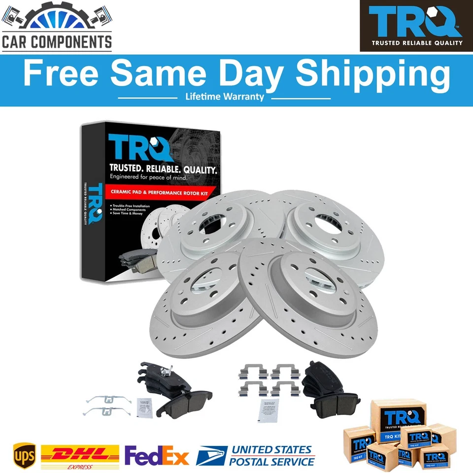 Kit de pastillas de freno y rotor delanteras y traseras TRQ nuevas para Audi A4 A5 2009-2011 Foto 1 de 4