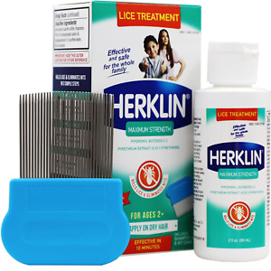 Herklin Lice Treatment Shampoo, Maximum Strength, Easy to Apply, 2 Fl Oz, Bottle