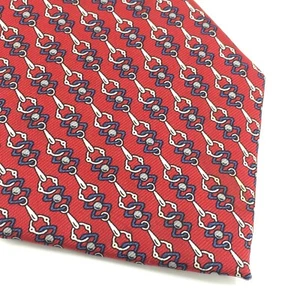 Christian Dior Red White Blue Neck Tie Chain Link Design 100% Silk Italy - Picture 1 of 4