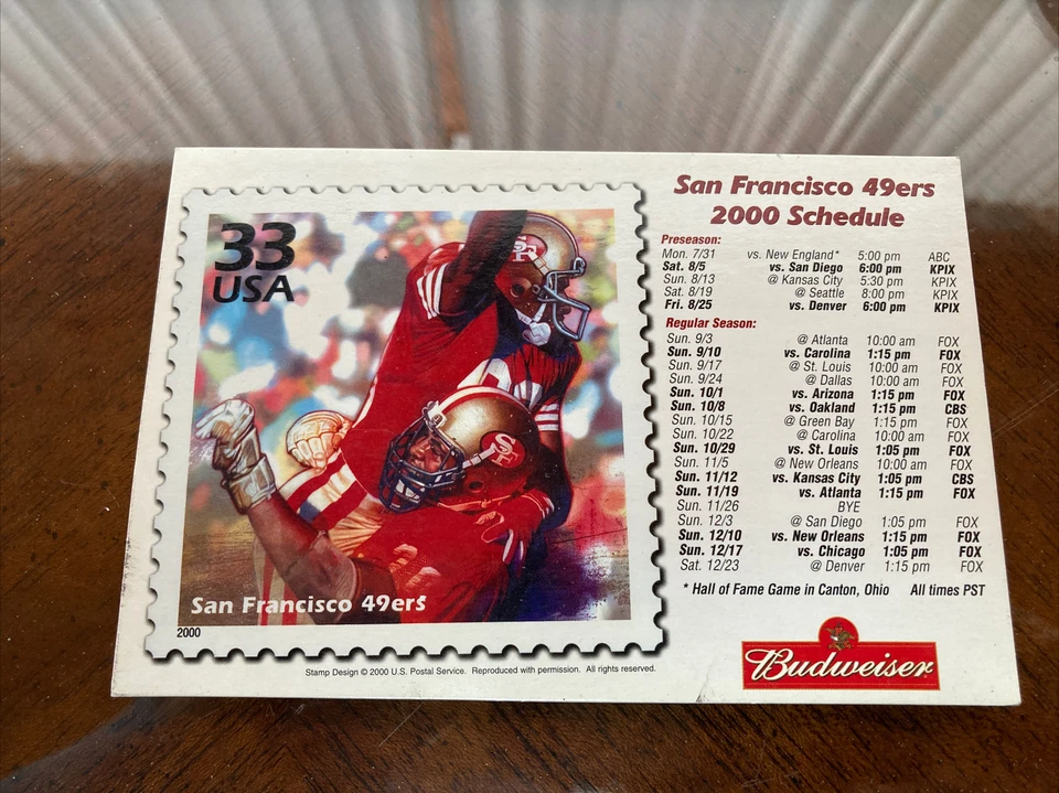 Budweiser San Francisco 49ers NFL Fútbol Americano Imán Calendario con Jerry Rice 2000 Foto 1 de 1