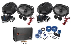 (2) Pairs Rockville RV69.2C 6x9" Component Car Speakers+4-Channel Amp+Wire Kit - Picture 1 of 12