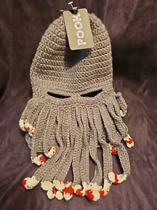 Sombrero Pook OCTOTOQUE Tejido Gris Rojo Vellón Interior a Cuadros Invierno Diversión Canadá Nuevo con Etiquetas - Imagen 1 de 10