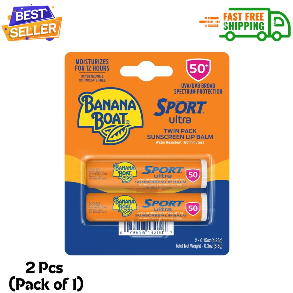 2 Pack Banana Boat Sport Performance Sunscreen Lip Balm Spf 50 .15Oz Each... - Image 1 of 4