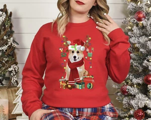 Xmas Sweatshirt Pembroke Welsh Corgi Dog Christmas Jumper Sweater Day Stocking - Picture 1 of 6