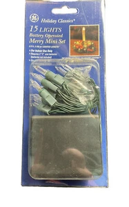 GE 15 ct Light Battery Operated Merry Mini Set 3.5ft Holiday Classics indoor Use - Picture 1 of 3