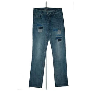 Yessica C&A Vaqueros de Mujer Stretch Recto Pantalón Talla 38 L32 Patchwork Azul - Imagen 1 de 7