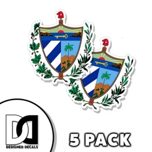 Cuban Coat of Arms Sticker Self Adhesive 3 inch Cuba flag Decals 5pk - Picture 1 of 3